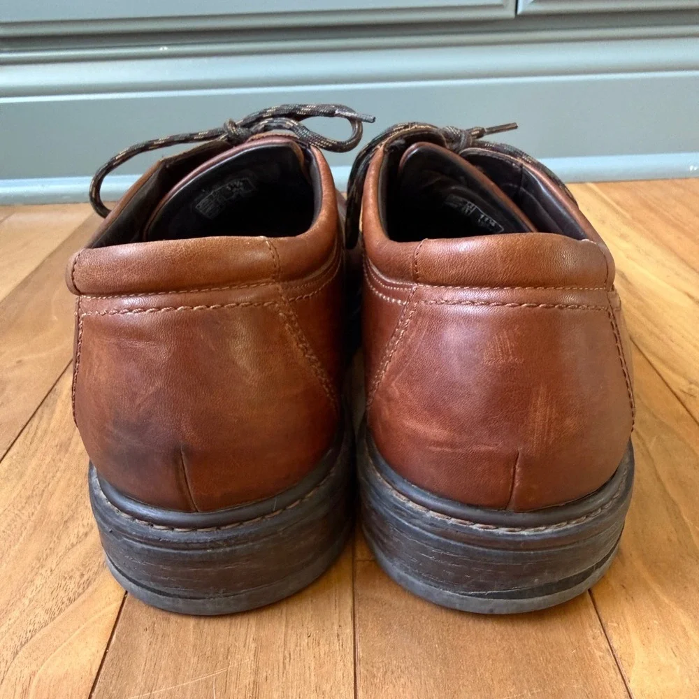 SAS Ambassador Oxford Men 11.5 Brown Leather Shoes Vibram Sole READ No Insoles